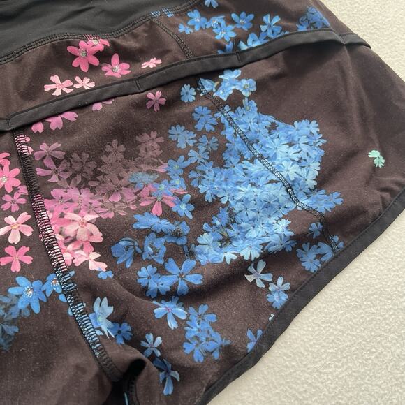 Lululemon Run 2.5” Speed Shorts 4-way Petal Pop Multicolor Floral Print Black 6 - Picture 8 of 9